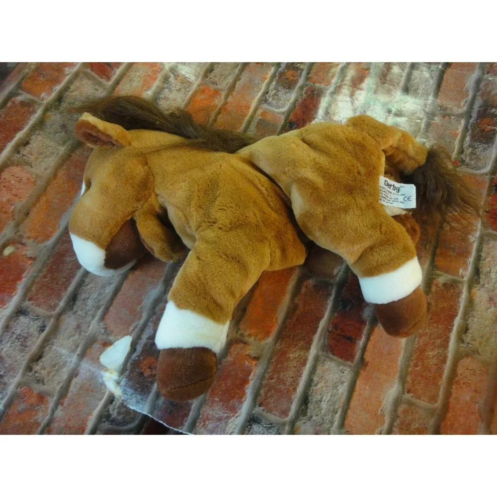 Russ Berrrie Pony Hand Puppet Stuffed Animal Plush Brown White Derby Horse 13
